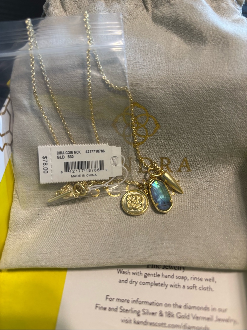Kendra Scott Gold Coin & Abalone Pendant Necklace